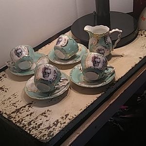 Sugar Skull tea set green